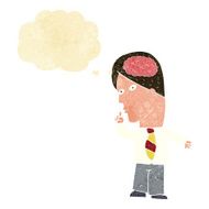 cartoon businessman with huge brain thought bubble N2