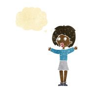 cartoon worried woman with thought bubble N10