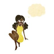cartoon attractive woman posing with thought bubble N2