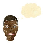 cartoon serious male face with thought bubble N2