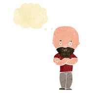cartoon shocked bald man with beard thought bubble N2