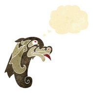 cartoon medieval carving with thought bubble