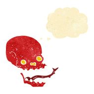 cartoon spooky skull with thought bubble N12