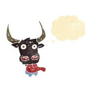 cartoon cow face with thought bubble