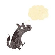 cartoon sitting dog with thought bubble
