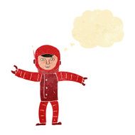 cartoon space man with thought bubble N4