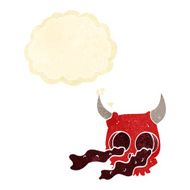 cartoon halloween skull with thought bubble