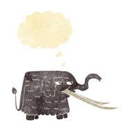 cartoon woolly mammoth with thought bubble