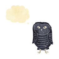 cartoon owl with thought bubble N8