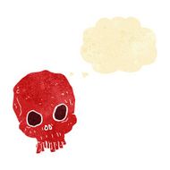 cartoon spooky skull with thought bubble N13