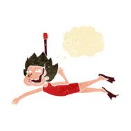 cartoon swimmer with snorkel thought bubble