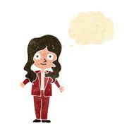 cartoon friendly business woman with thought bubble N2