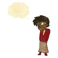 cartoon woman with hands in pockets thought bubble