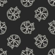 Ferris wheel doodle seamless pattern background N3