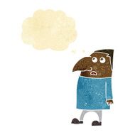 cartoon worried man with thought bubble N14