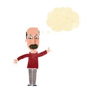cartoon man issuing stern warning with thought bubble