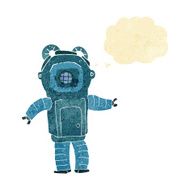 cartoon deep sea diver with thought bubble N6
