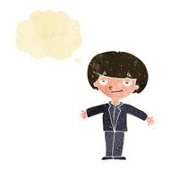 cartoon smug boy with thought bubble N2