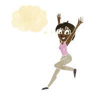 cartoon excited woman with thought bubble N26