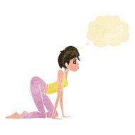 cartoon sexy woman on all fours with thought bubble
