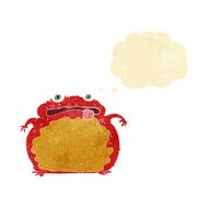 cartoon funny frog with thought bubble
