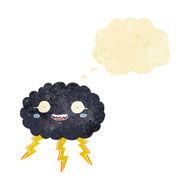 happy cartoon rain cloud with thought bubble