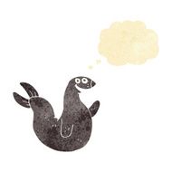cartoon happy seal with thought bubble N3
