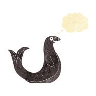 cartoon happy seal with thought bubble N4