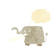 cartoon woolly mammoth with thought bubble N2
