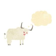 cartoon hairy cow with thought bubble N2