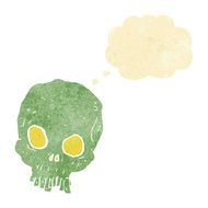 cartoon spooky skull with thought bubble N14