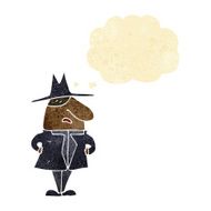 cartoon man in coat and hat with thought bubble N2