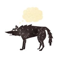 cartoon wolf with thought bubble N2