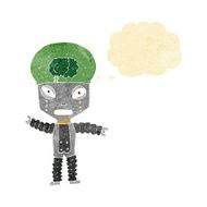 cartoon future robot with thought bubble