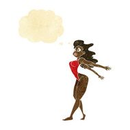 cartoon sexy woman in swimsuit with thought bubble N2