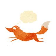 cartoon fox running with thought bubble