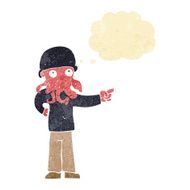 cartoon alien monster man with thought bubble N2