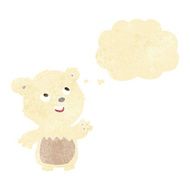 cartoon happy little teddy polar bear with thought bubble