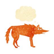 cartoon fox with thought bubble