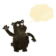 cartoon waving black bear with thought bubble N6