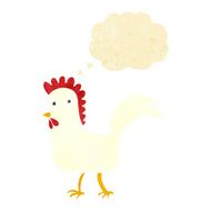 cartoon chicken with thought bubble