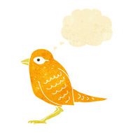 cartoon garden bird with thought bubble N2