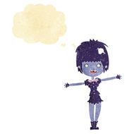 cartoon happy vampire girl with thought bubble N2