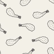 fry shrimp doodle seamless pattern background N2