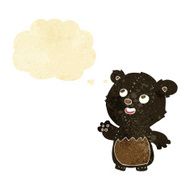 cartoon happy little teddy black bear with thought bubble