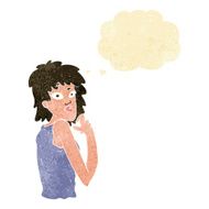 cartoon surprised woman with thought bubble N27