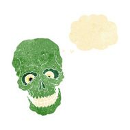 cartoon spooky skull with thought bubble N15
