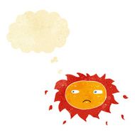 cartoon sad sun with thought bubble N2