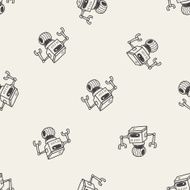 robot doodle seamless pattern background N4