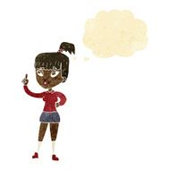 cartoon attractive girl with idea thought bubble